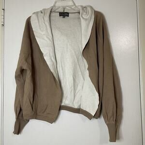 Michael Stars two-tone split colorblock hoodie tan brown sweater small